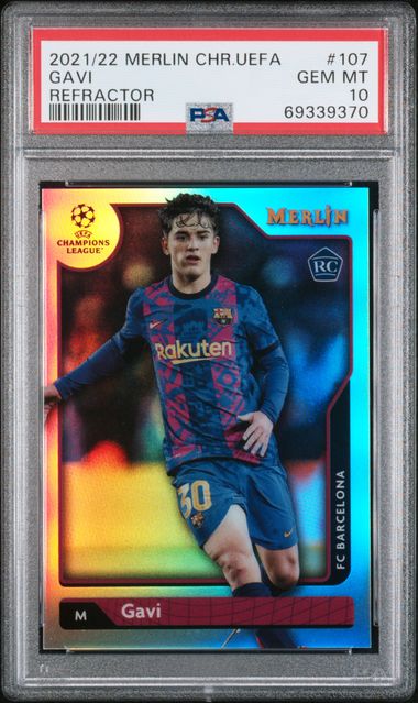 2021-22 Merlin Chrome UEFA Refractor #107 Gavi PSA 10 (Rookie)