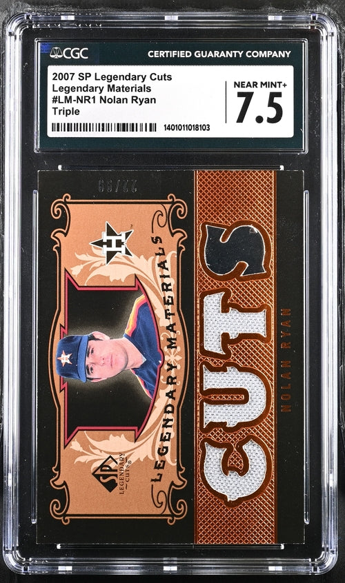 2007 SP Legendary Cuts Legendary Materials Triple #LM-NR1 Nolan Ryan #22/99 CGC 7.5