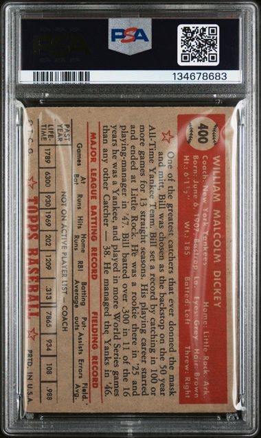 1952 Topps #400 Bill Dickey PSA 2