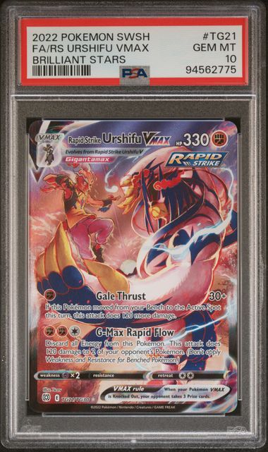 2022 Pokemon Brilliant Stars #TG21 Rapid Strike Urshifu Vmax - Full Art PSA 10