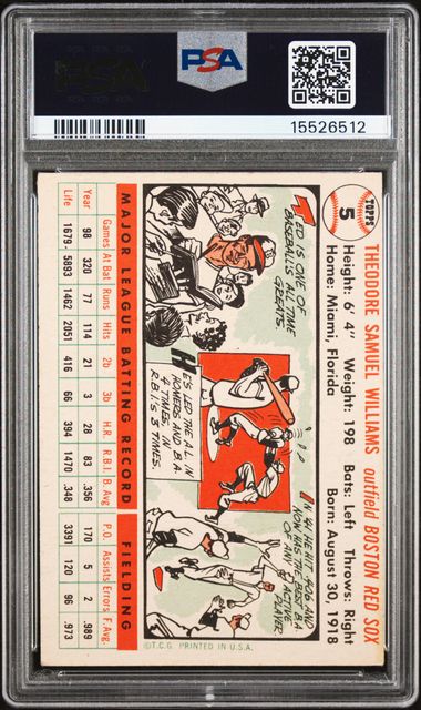 1956 Topps White Back #5 Ted Williams PSA 5.5 | Eastridge Sports Cards