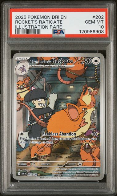 2025 Pokemon Destined Rivals #202 Rocket's Raticate- Illustration Rare PSA 10