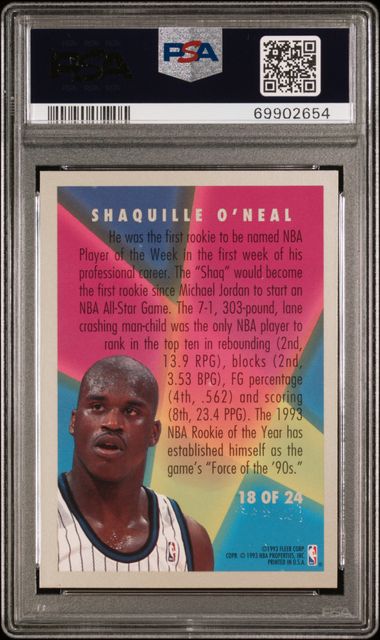 1993-94 Fleer Rookie Sensations #18 Shaquile O'Neal PSA 8