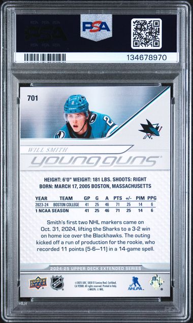 2024-25 Upper Deck #701 Will Smith PSA 7 (Rookie)