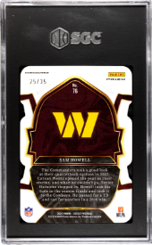 2022 Panini Select Blue/Orange Die-Cut Prizm #76 Sam Howell #25/35 SGC 10 (Rookie)