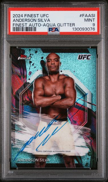 2024 Topps Finest UFC Aqua Glitter Auto #FAASI Anderson Silva PSA 9