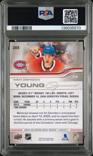 2025-26 Upper Deck #205 Ivan Demidov PSA 8 (Rookie)