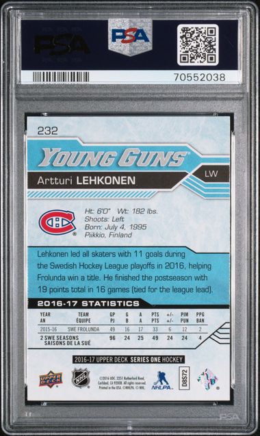 2016-17 Upper Deck #232 Artturi Lehkonen PSA 10 (Rookie)