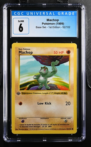 1999 Pokemon Base Set 1st Edition Shadowless #52 Machop CGC 6