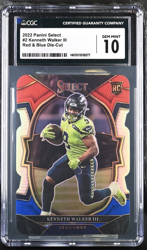 2022 Panini Select Red & Blue Die-Cut #2 Kenneth Walker III CGC 10 (Rookie)