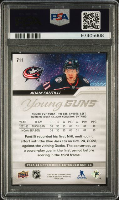2023-24 Upper Deck #711 Adam Fantilli PSA 10 (Rookie)
