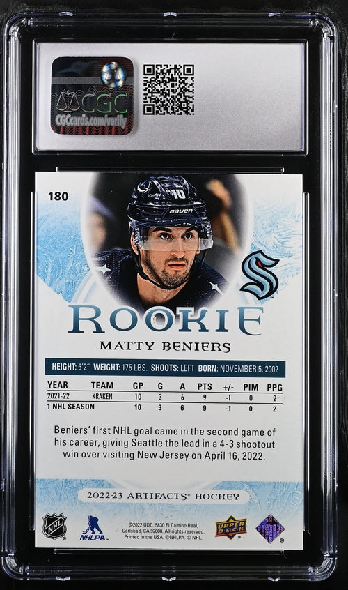 2022-23 Upper Deck Artifacts Spectrum Jungle #180 Matty Beniers #12/15 CGC 7.5 (Rookie)