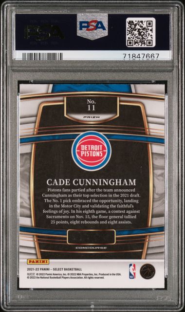 2021-22 Panini Select Orange Flash Prizm #11 Cade Cunningham PSA 10 (Rookie)