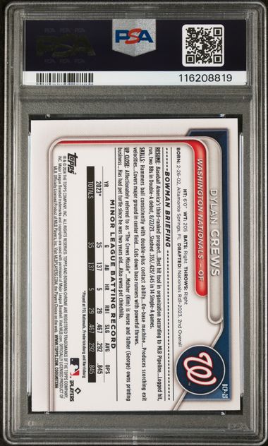 2024 Bowman Mega Box Chrome Prospects #23 Dylan Crews PSA 10