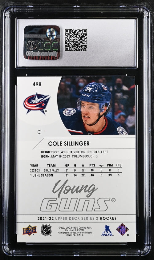 2021-22 Upper Deck #498 Cole Sillinger CGC 10 (Rookie)