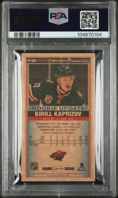 2021-22 O-Pee-Chee Premier Tallboys #P55 Kirill Kaprizov PSA 9