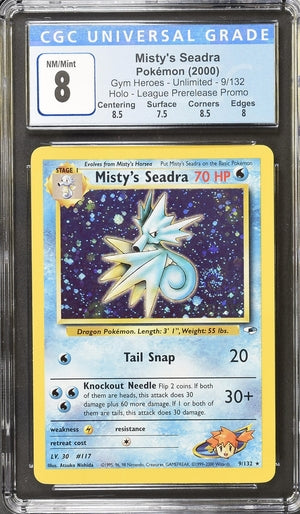 2000 Pokemon Gym Heroes Unlimited Prerelease Promo #9 Misty's Seadra - Holo CGC 8
