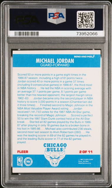 1987-88 Fleer Sticker #2 Michael Jordan PSA 6