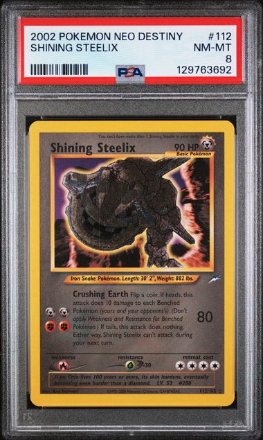 2002 Pokemon Neo Destiny Unlimited #112 Shining Steelix PSA 8