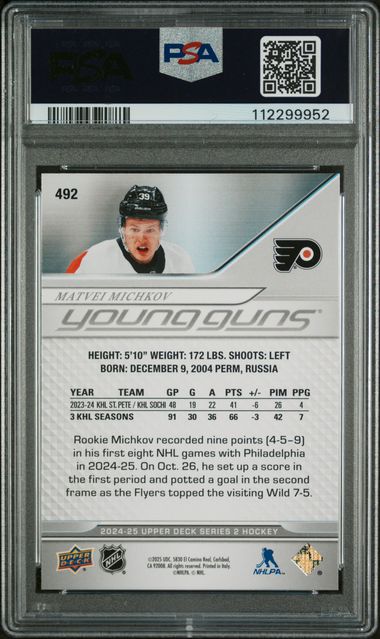 2024-25 Upper Deck #492 Matvei Michkov PSA 10 (Rookie)