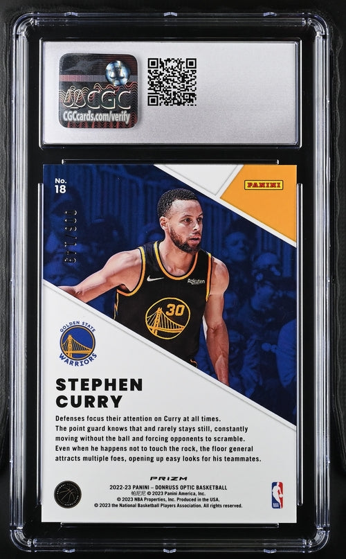 2022-23 Donruss Optic Winner Stays Lime Green #18 Stephen Curry #006/149 CGC 9.5