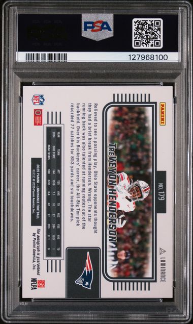 2025 Panini Luminance Autograph #179 Treveyon Henderson #141/700 PSA 9 (Rookie)