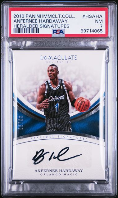 2016-17 Panini Immaculate Collection Heralded Signatures #HSAHA Anfernee Hardaway #08/99 PSA 7