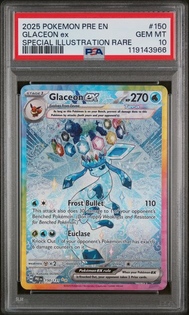 2025 Pokemon Prismatic Evolutions #150 Glaceon ex- Special Illustration Rare PSA 10