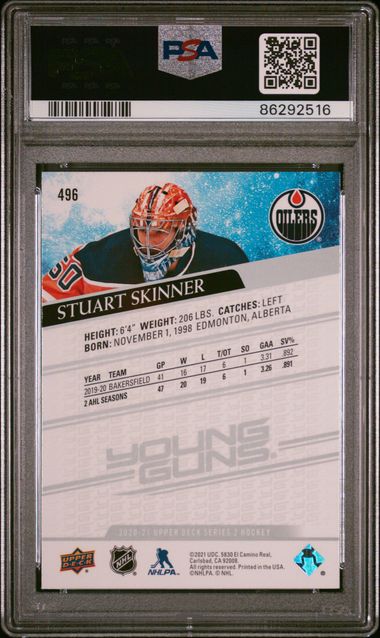 2020-21 Upper Deck #496 Stuart Skinner PSA 10 (Rookie)