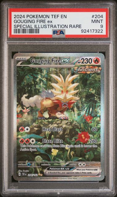 2024 Pokemon Temporal Forces #204 Gouging Fire ex- Special Illustration Rare PSA 9