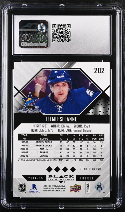 2014-15 Black Diamond #202 Teemu Selanne CGC 10