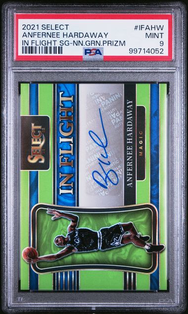 2021-22 Panini Select In Flight Signatures Neon Green Prizm #IFAHW Anfernee Hardaway #27/99 PSA 9