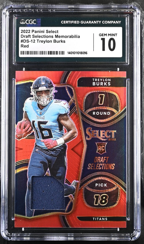 2022 Panini Select Draft Selections Memorabilia Red #DS-12 Treylon Burks CGC 10 (Rookie)