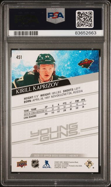 2020-21 Upper Deck #451 Kirill Kaprizov PSA 10 (Rookie)