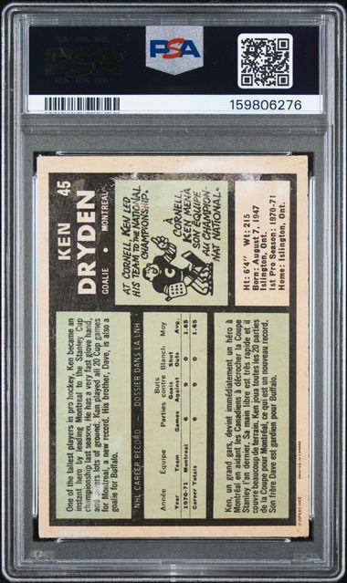 1971-72 O-Pee-Chee #45 Ken Dryden PSA 1 (Rookie)