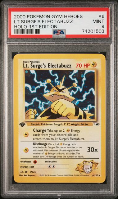 2000 Pokemon Gym Heroes 1st Edition #Lt. Surge's Electabuzz - Holo PSA 9
