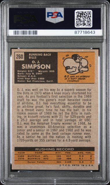 1971 Topps #260 O.J.Simpson PSA 6 | Eastridge Sports Cards
