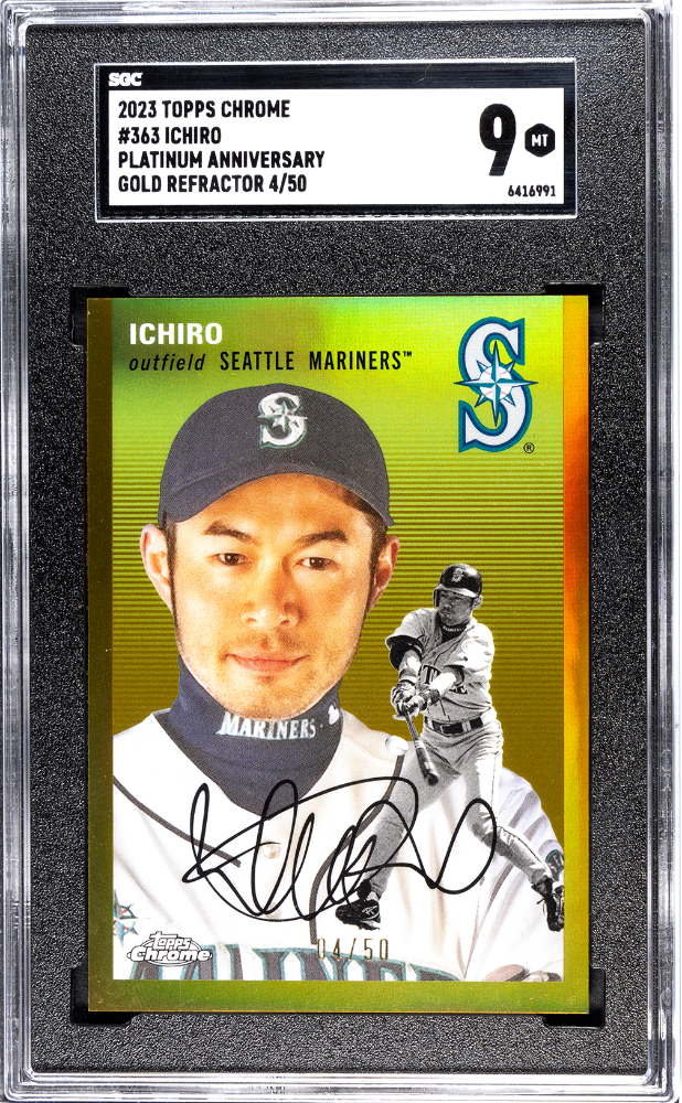 2023 Topps Chrome Platinum Anniversary Gold Refractor #363 Ichiro #04/50 SGC 9