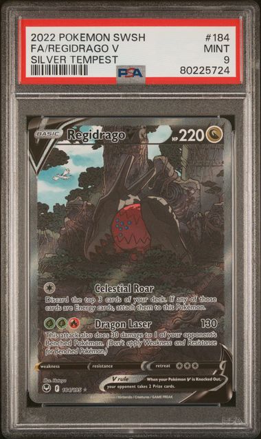 2022 Pokemon Silver Tempest #184 Regidrago V- Full Art PSA 9