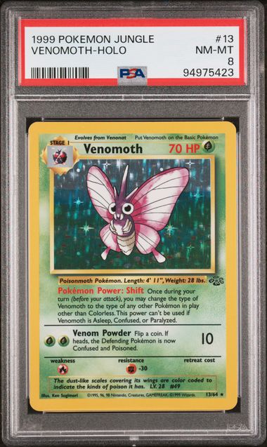 1999 Pokemon Jungle Unlimited #13 Venomoth- Holo PSA 8
