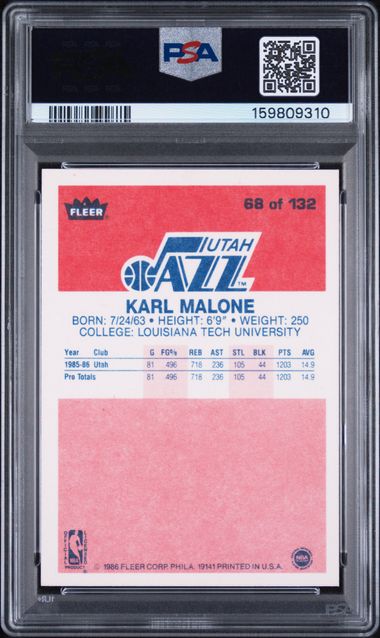 1986-87 Fleer #68 Karl Malone PSA 7 (Rookie)