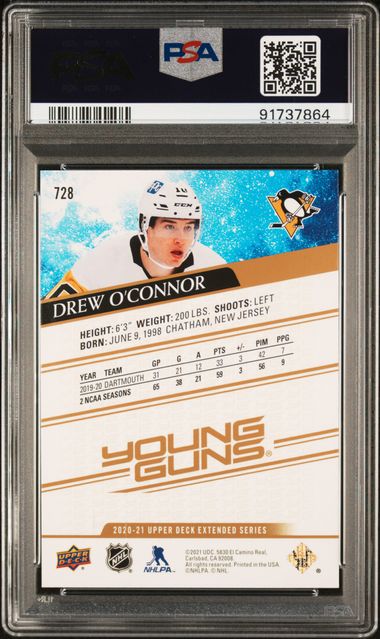 2020-21 Upper Deck Silver Foil #728 Drew O'Connor PSA 6 (Rookie)