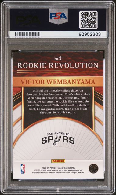 2023-24 Panini Select Rookie Revolution #9 Victor Wembanyama PSA 10 (Rookie)