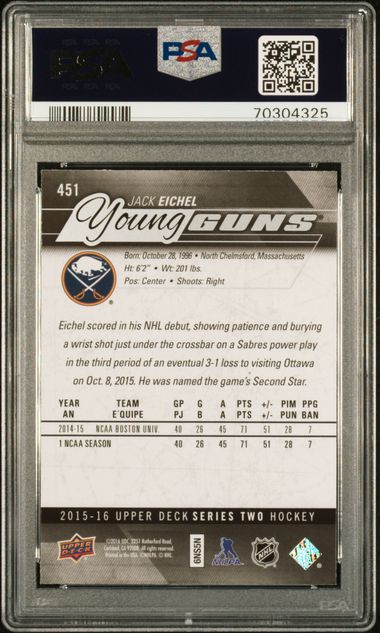 2015-16 Upper Deck #451 Jack Eichel PSA 9 (Rookie)
