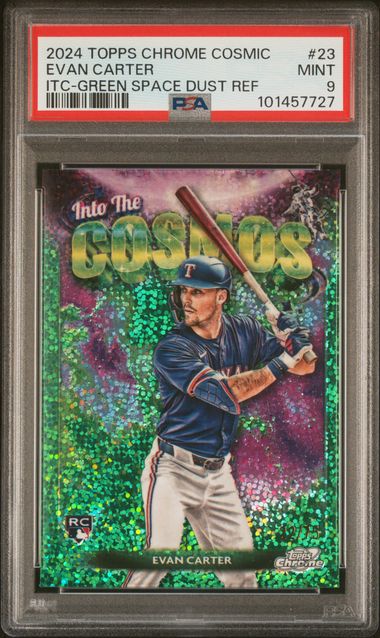 2024 Topps Cosmic Chrome Into the Cosmos Green Space Dust Refractors #ITC23 Evan Carter #22/75 PSA 9 (Rookie) | Eastridge Sports Cards