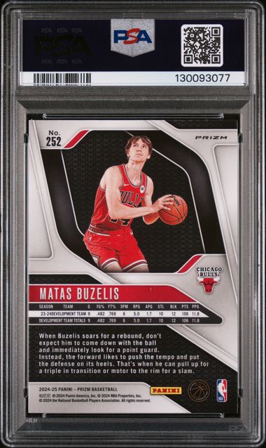 2024-25 Panini Prizm Red White Blue Prizm #252 Matas Buzelis PSA 10 (Rookie)