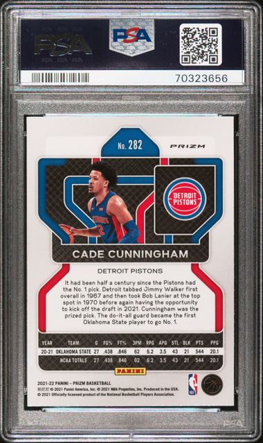 2021-22 Panini Prizm Silver Ice Prizm #282 Cade Cunningham PSA 10 (Rookie)