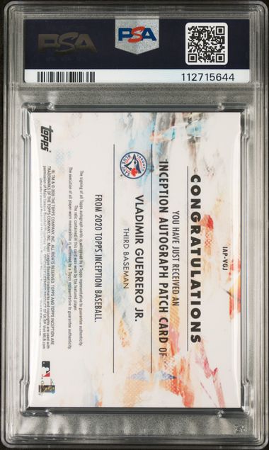 2020 Topps Inception Autograph Patch Magenta #VGJ Vladimir Guerrero Jr. #26/75 PSA 9