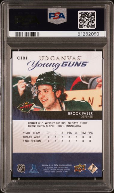 2023-24 Upper Deck Canvas #C101 Brock Faber PSA 10 (Rookie)