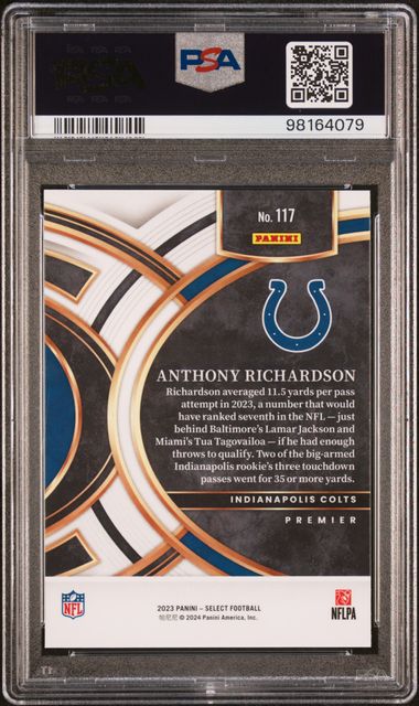 2023 Panini Select #117 Anthony Richardson PSA 10 (Rookie)